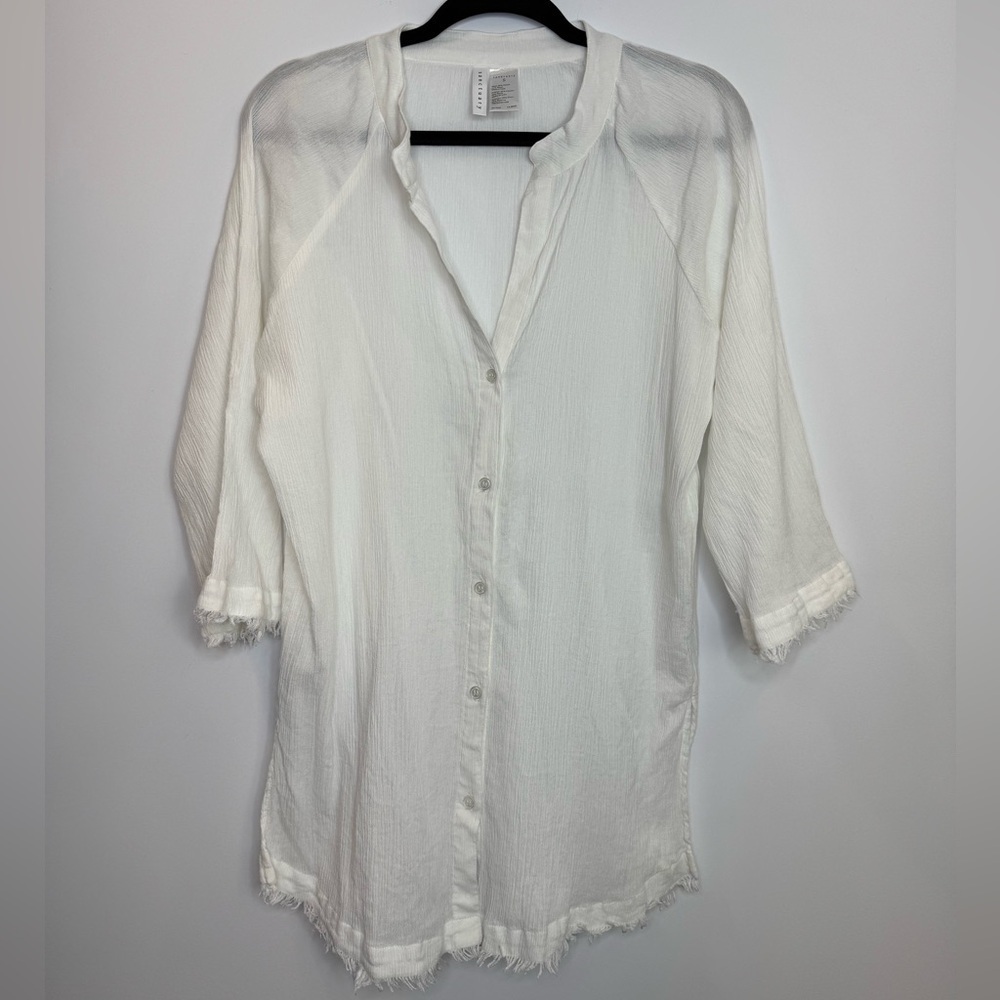 Sanctuary cotton beach fringe hem blouse size small